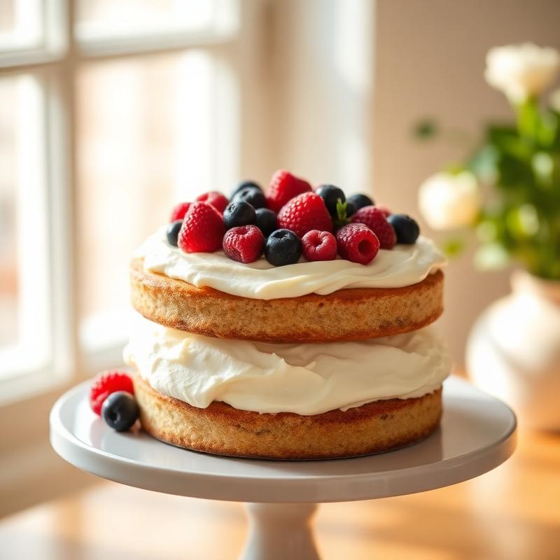 A homemade berry-topped layer cake